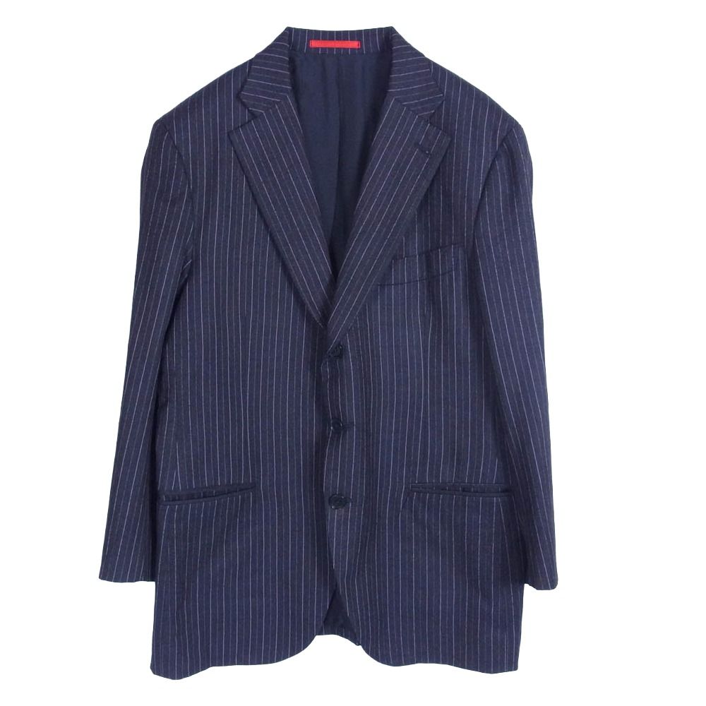 ISAIA デニム風テーラードジャケット LLサイズ コットン ネイビー 本