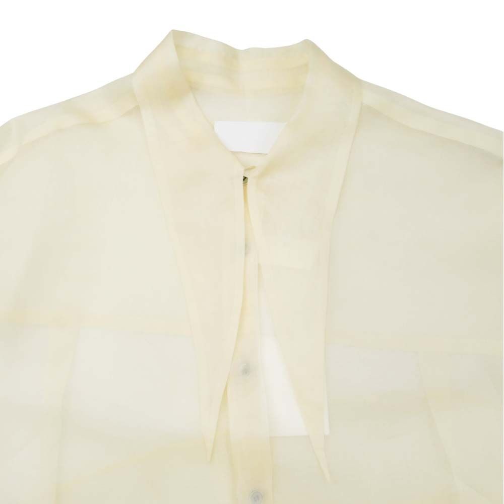 未使用 24aw MARGE マージ Silk organza tie collar shirt シルクオーガンジー タイカラ― シャツ ブラウス 長袖 FREE サンドベージュ レディース 古着 中古 USED 未使用 24aw MARGE マージ Silk organza tie collar shirt シルク