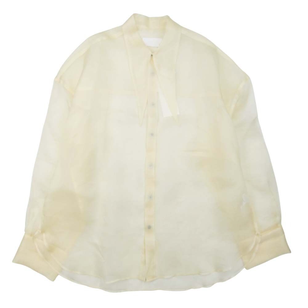 未使用 24aw MARGE マージ Silk organza tie collar shirt シルクオーガンジー タイカラ― シャツ ブラウス 長袖 FREE サンドベージュ レディース 古着 中古 USED 未使用 24aw MARGE マージ Silk organza tie collar shirt シルク