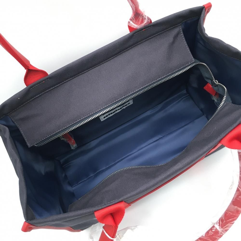 新品】ディセンバーメイ ビッグトートバッグ ネイビー×レッド スクエア