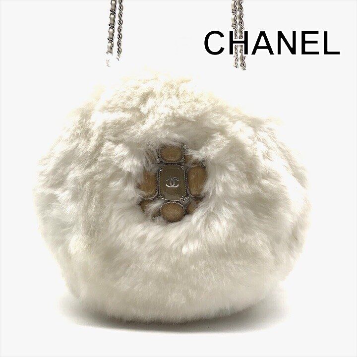 未使用保管 CHANEL シャネル ココマーク ファー チェーン ショルダー バッグ 斜め掛け ホワイト シルバー金具 レディース ブランド r1191 未使用保管 CHANEL シャネル ココマーク ファー チェーン ショルダー