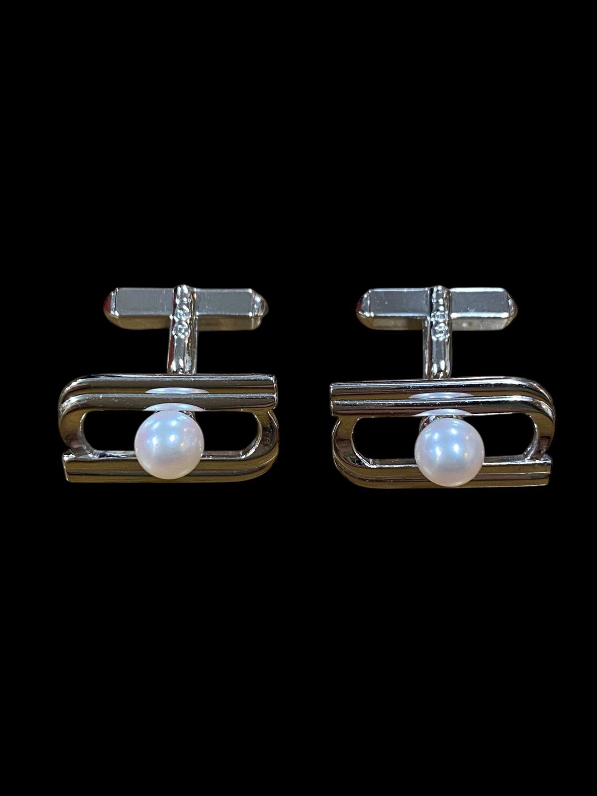 MIKIMOTO ミキモト シルバー＆パール・真珠 カフス メンズファッション