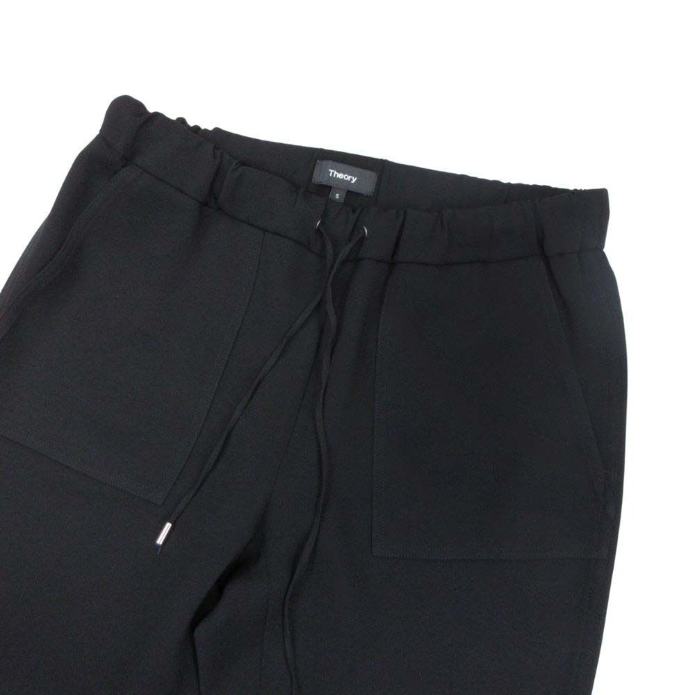 良品 Theory セオリー ノーカラー ジャケット ジョガーパンツ スーツ セットアップ イージーウエスト 2 黒 ブラック レディース 古着 中古 USED 良品 Theory セオリー ノーカラー ジャケット ジョガーパンツ スーツ