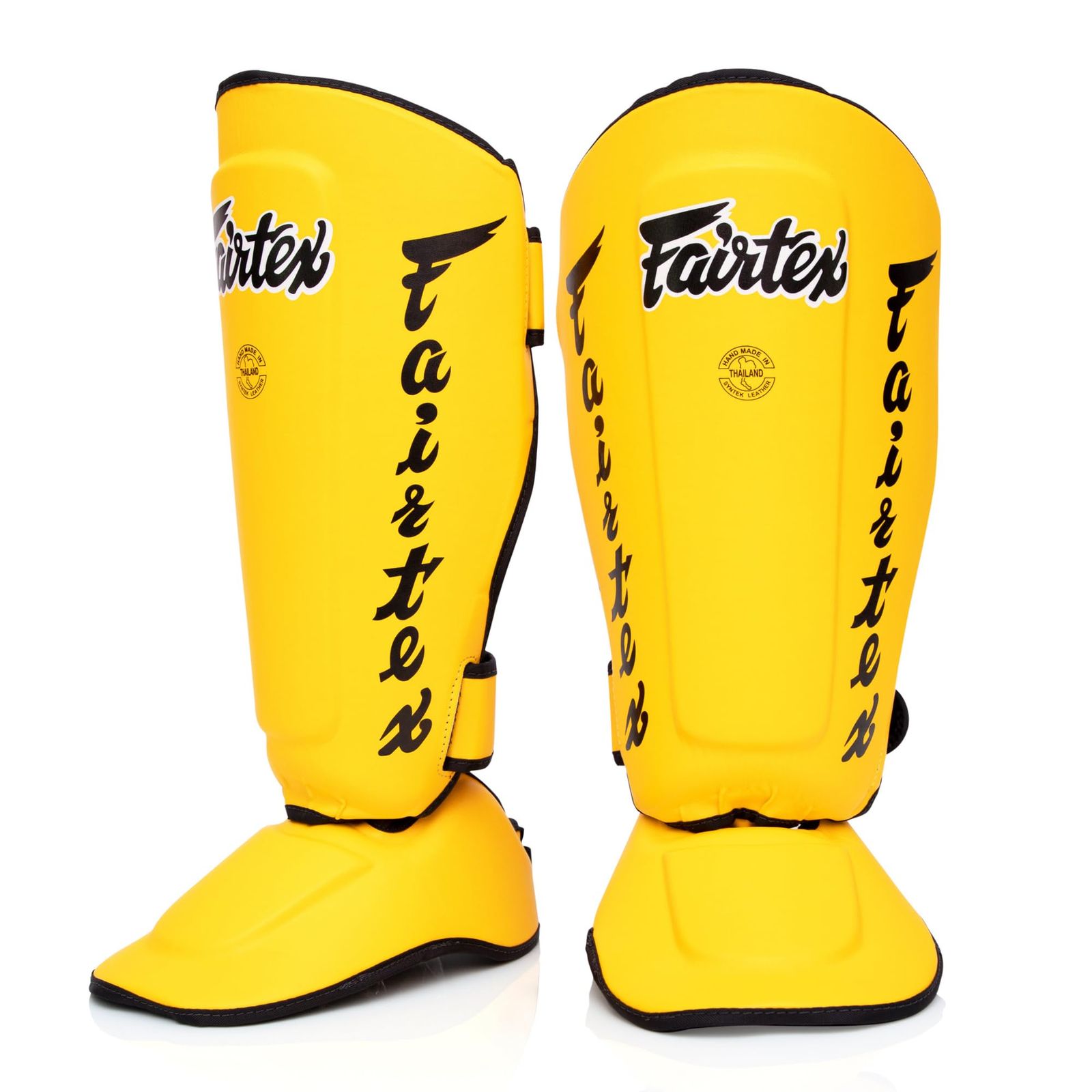 新品 (Yellow X-Large) - Fairtex Muay Thai Boxing MMA Shin Guards SP7 Twister Detachable In Step Shin Pads Colour