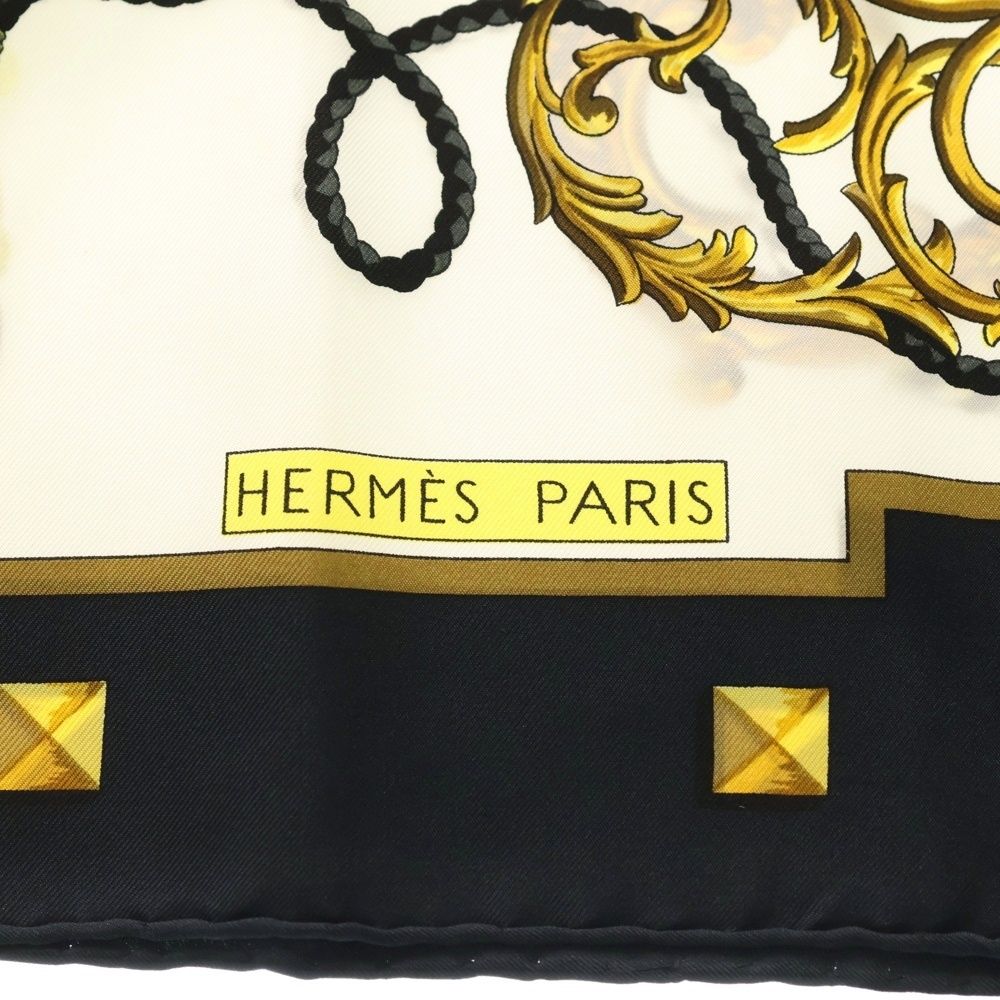 HERMES (エルメス) カレ90 LES CLES 鍵 モチーフ ブラック シルク