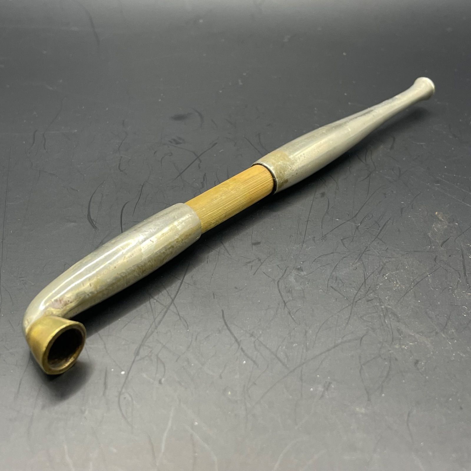 時代物 真鍮 キセル 洗浄済み 全長約15.9cm 重さ約25.8g コンパクト