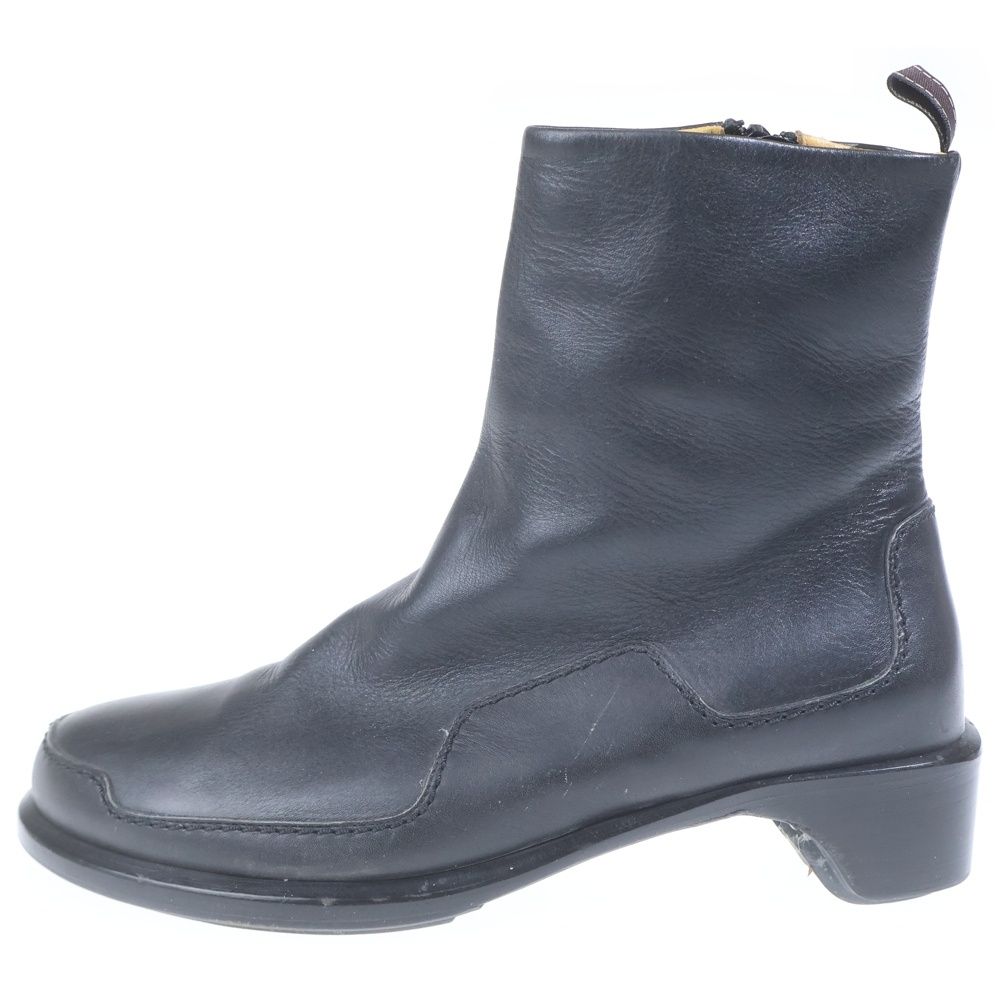 HERMES (エルメス) サイドジップ レザー ショートブーツ ブラック 