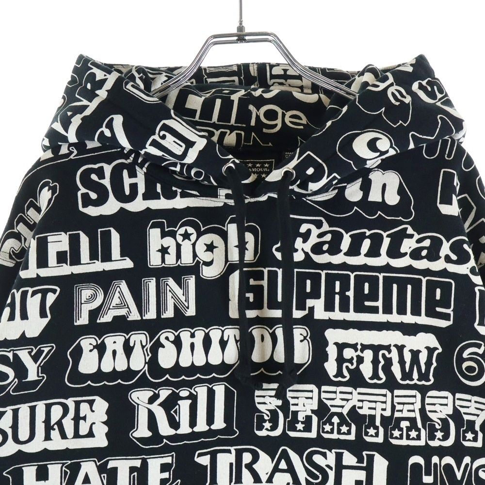 【シュプリーム×ヒステリックグラマー】17AW テキストパーカー 黒 M SUPREME (シュプリーム) 17AW ×HYSTERIC GLAMOUR Text Hoodie