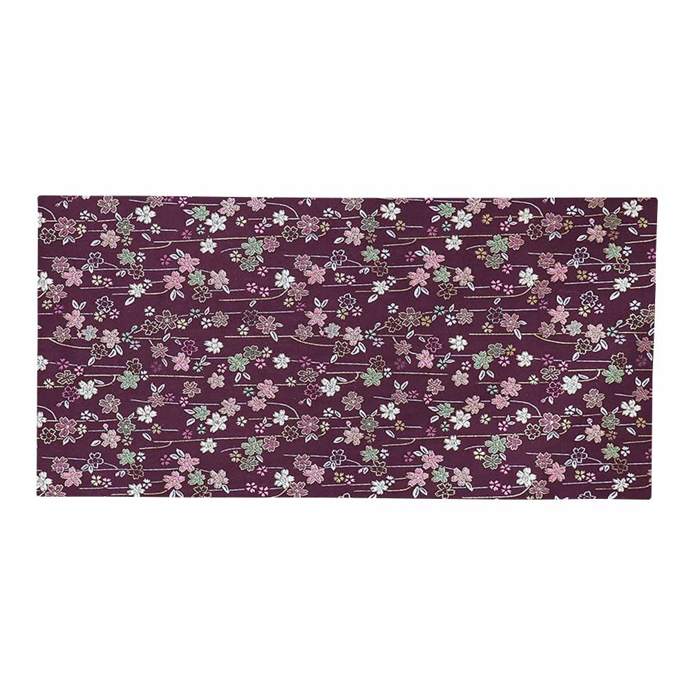 新品 経机掛け（桜柄） 防火 防炎マット 金襴 テーブルマット 縦29cm×横59cm 001.紫