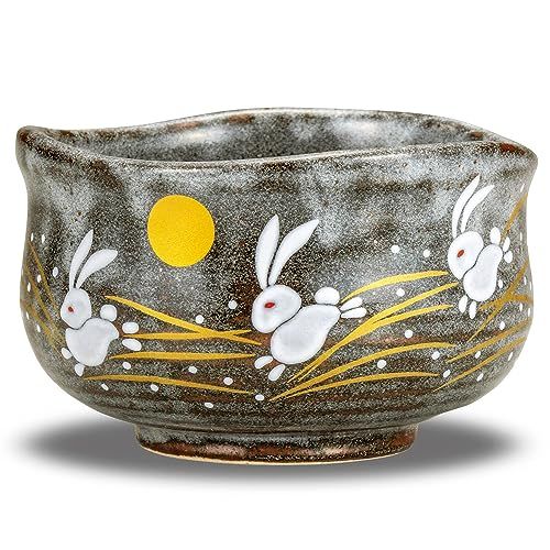 新品 九谷焼 抹茶碗 はねうさぎ K3-0824