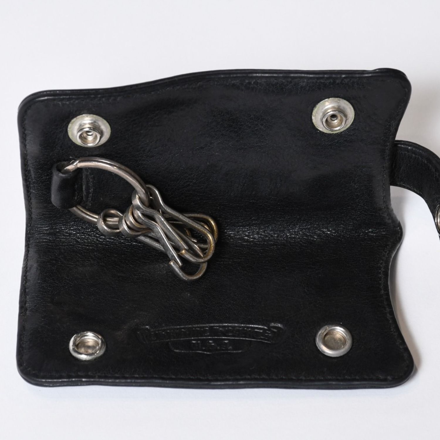 CHROME HEARTS クロムハーツ キーケース クロスボール ブラック レザー 