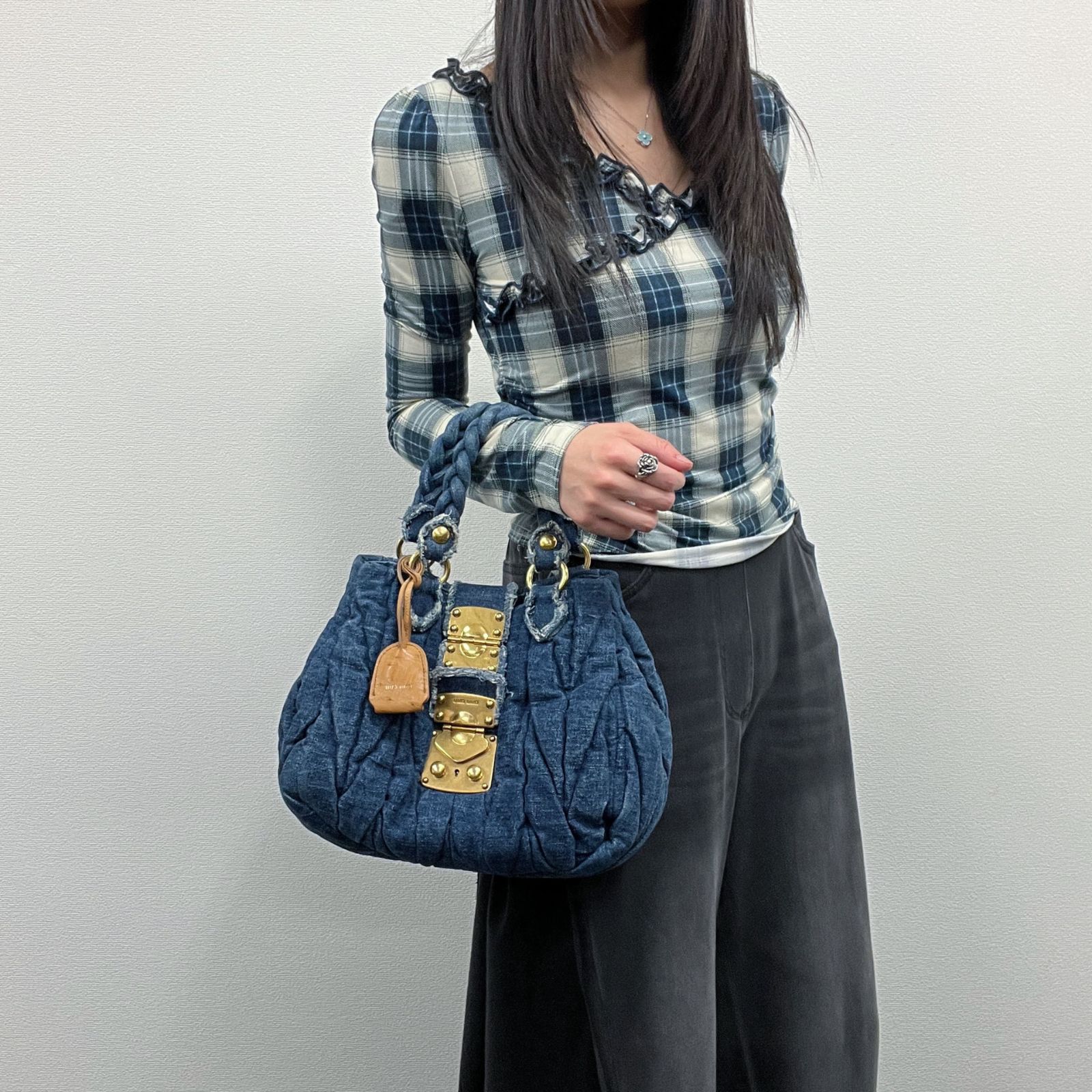 中古】miumiu ミュウミュウ ハンドバッグ ショルダーバッグ ブルー 