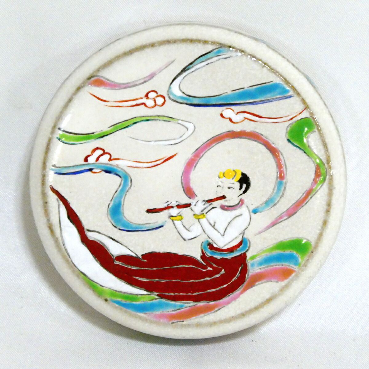 茶道具】奈良県 赤膚焼 大塩昭山造 飛天絵香合【中古・美品】 - メルカリ