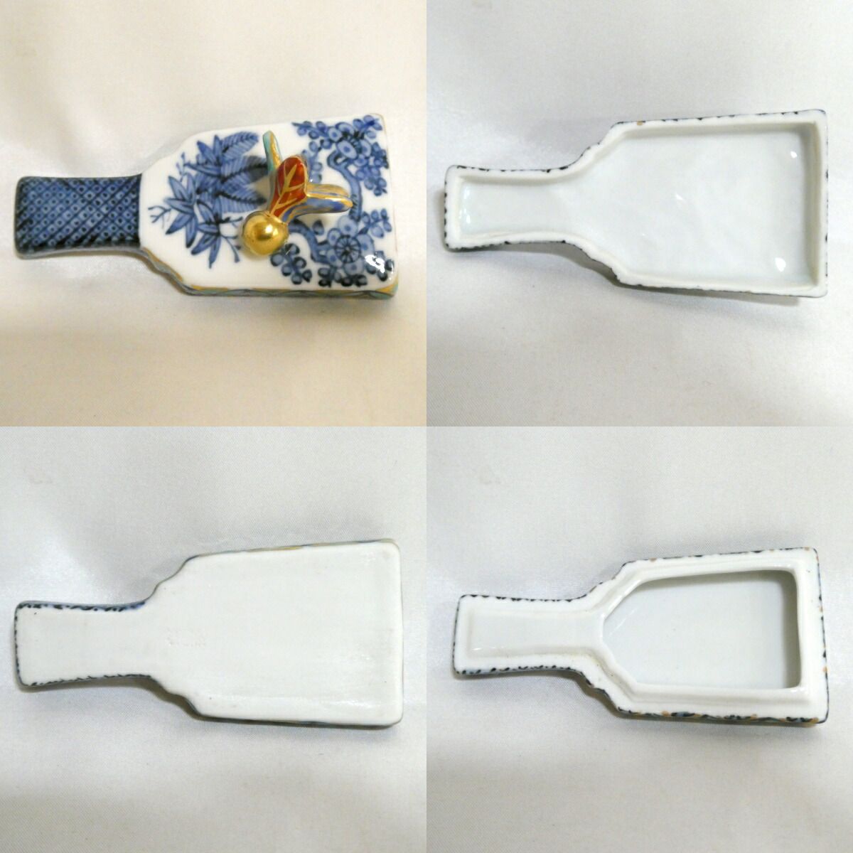 三月の特売品】高野昭阿弥 染付 羽子板香合 茶道具【中古 美品