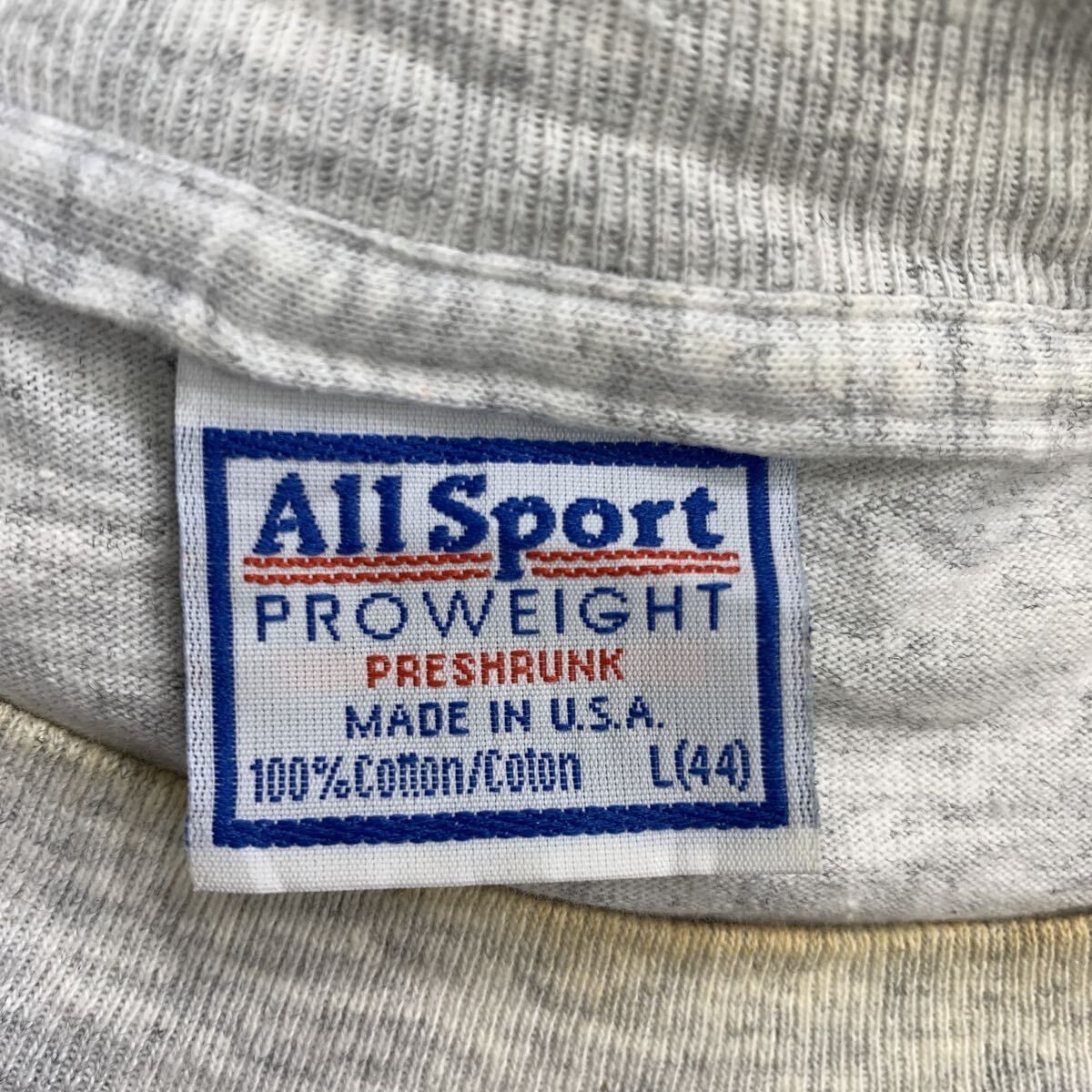 90s USA製 All Sport 長袖 プリントTシャツ L ライトグレー プル 