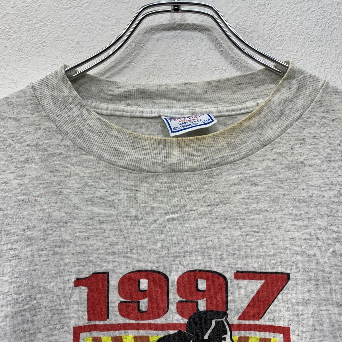 90s USA製 All Sport 長袖 プリントTシャツ L ライトグレー プル 