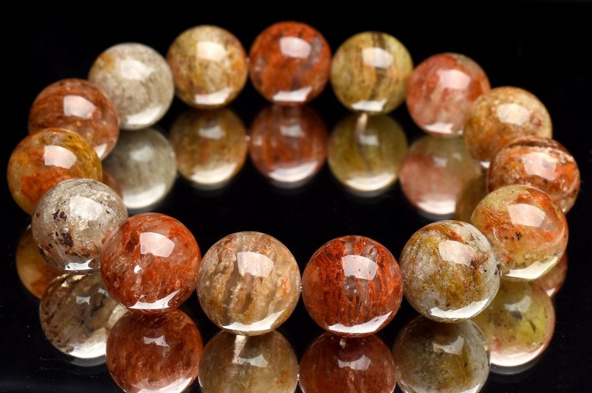 1点物】高発色◇半々タイプ グリーンガーデンクォーツ 14mm