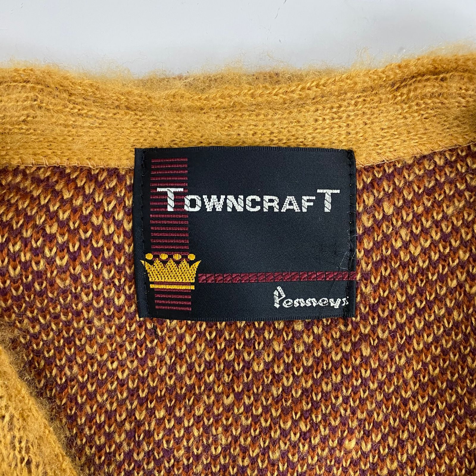 タウンクラフト TOWNCRAFT worn-out solid cardigan マスタード モヘア 