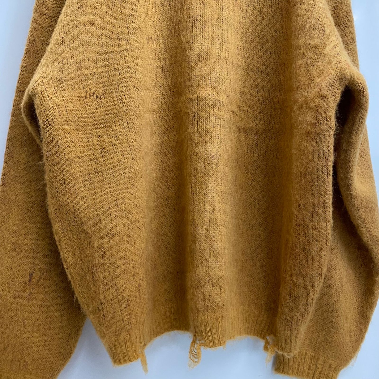タウンクラフト TOWNCRAFT worn-out solid cardigan マスタード モヘア