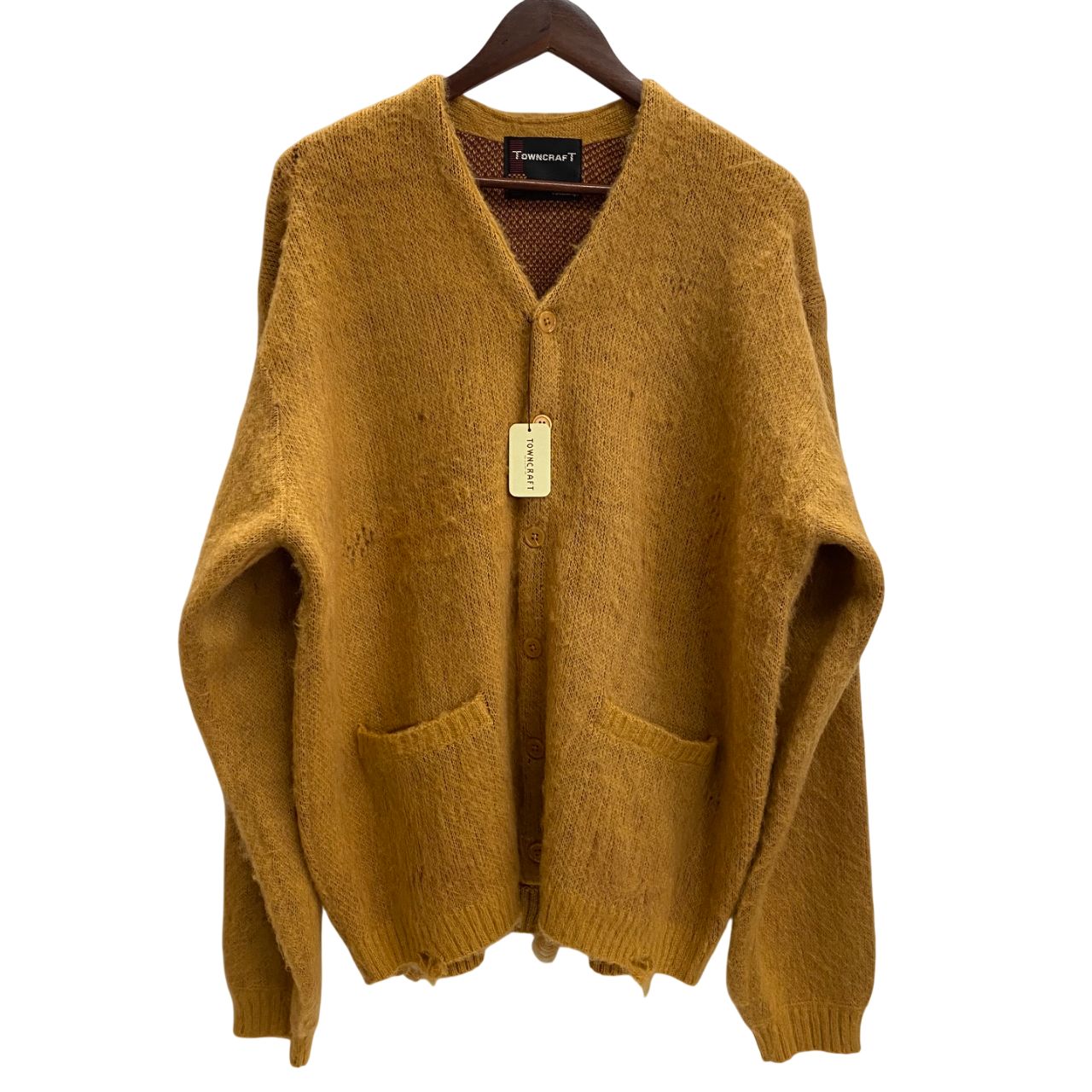 タウンクラフト TOWNCRAFT worn-out solid cardigan マスタード モヘア