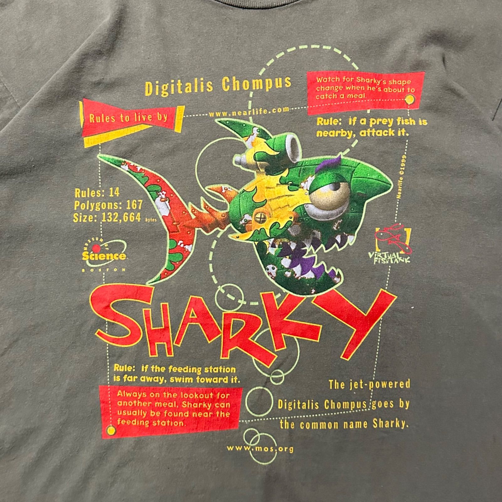 90s】【ボストン科学博物館】サメ プリント Tシャツ アート ビンテージ 