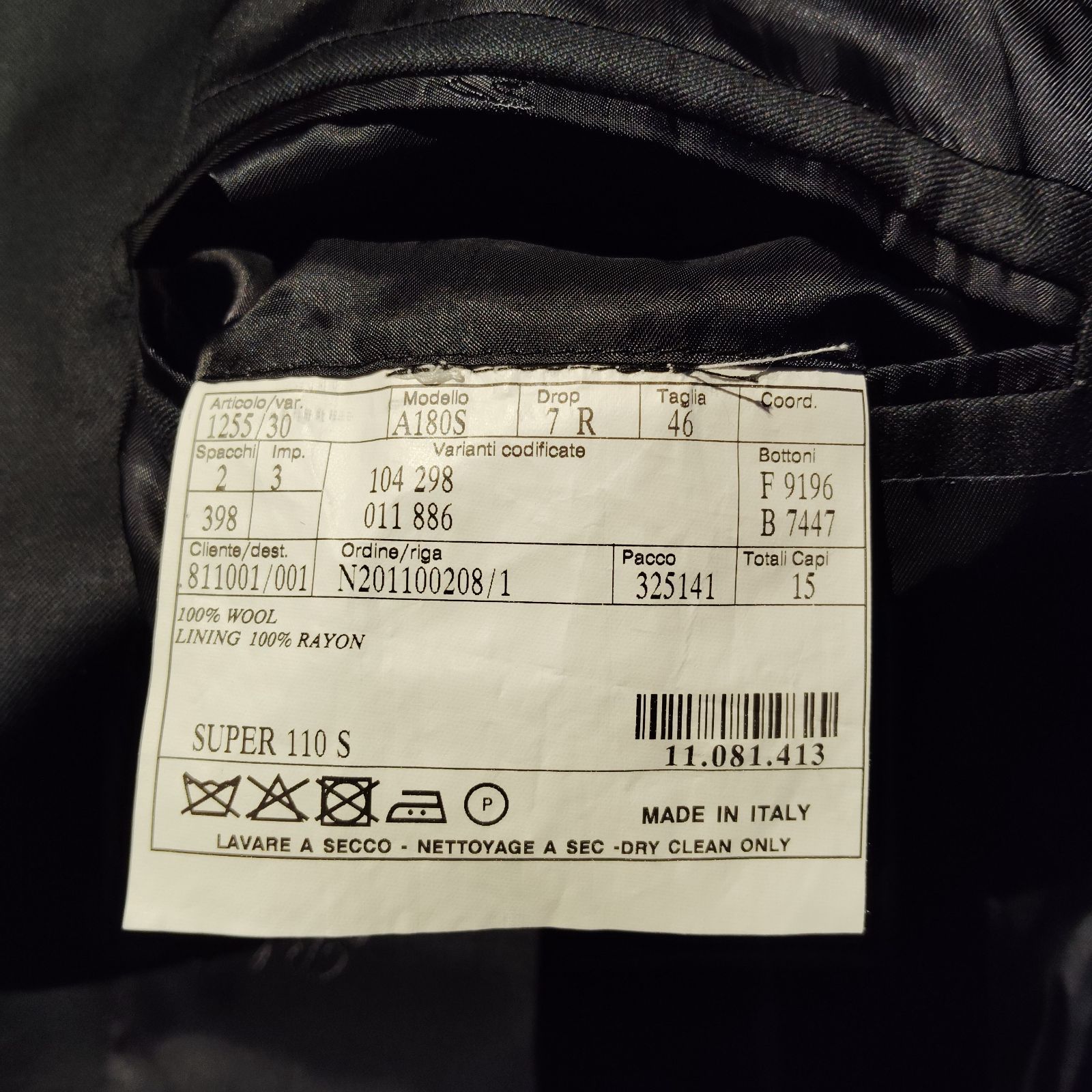 Belvest BARNEYS NEW YORK別注 2Bシングルジャケット 46 ネイビー ベル 