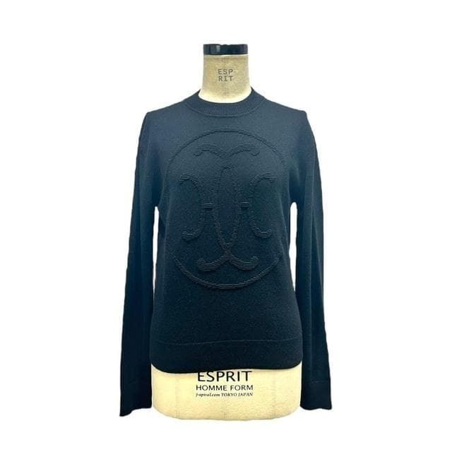 HERMES：エルメス ブラック ロングスリーブニット Hリフトモチーフ 