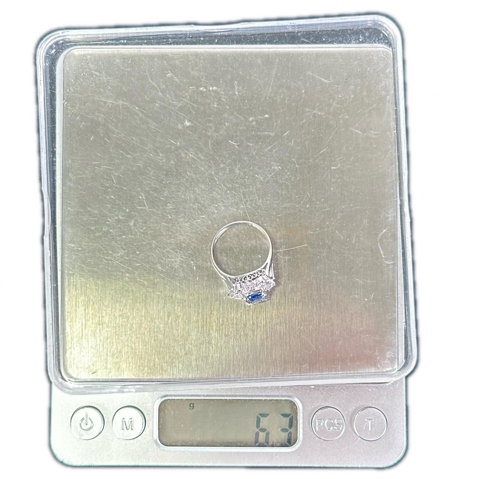 美品 リング 指輪 Pt900 S2.41 D0.25 ブルー シルバー サファイア 