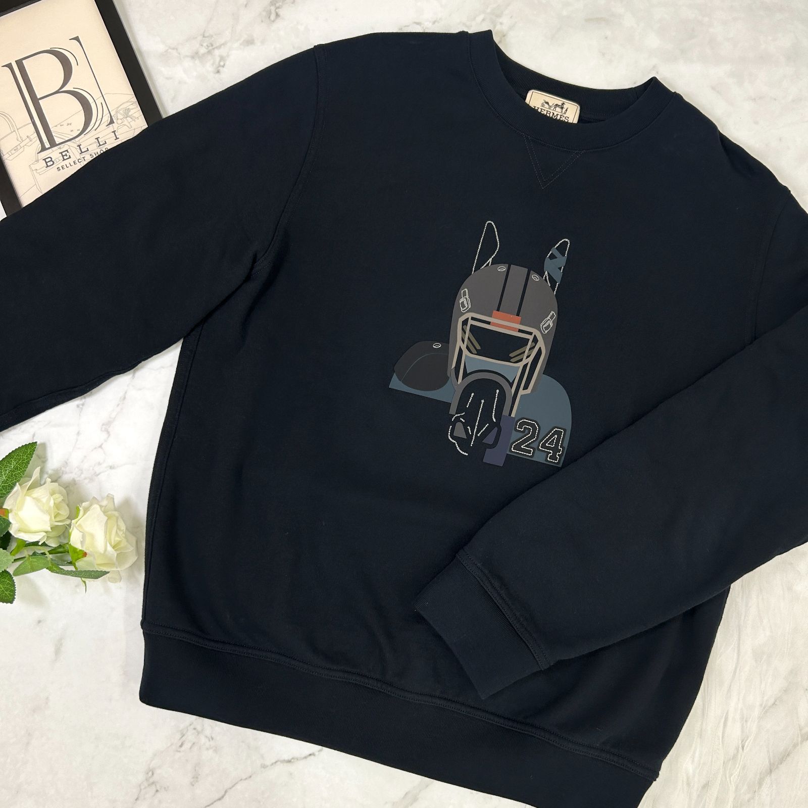 鑑定済み 】エルメス 《 クォーターバッシュ 》 Lサイズ ネイビー 