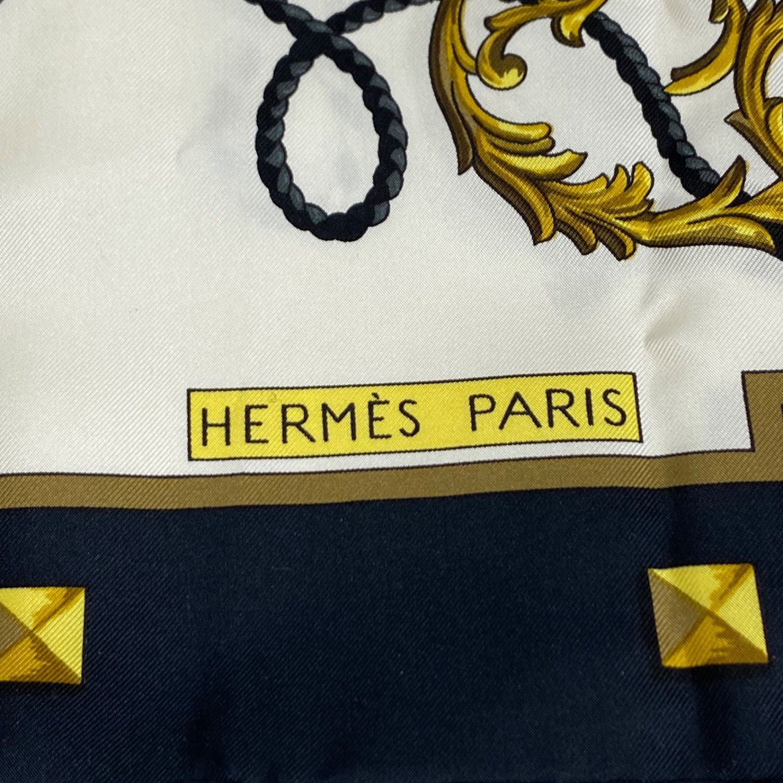 エルメス カレ90 LES CLES シルクスカーフ 鍵柄 ブラック HERMES