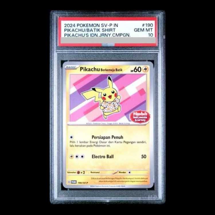 PSA10】 バティックシャツのピカチュウ インドネシア語/ピカチュウ柄