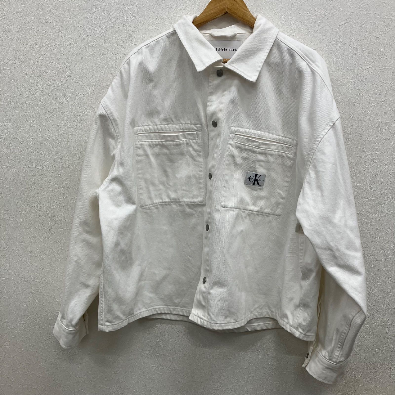 美品】CALVIN KLEIN デニムジャケット S ホワイト ロゴ総柄 90年代