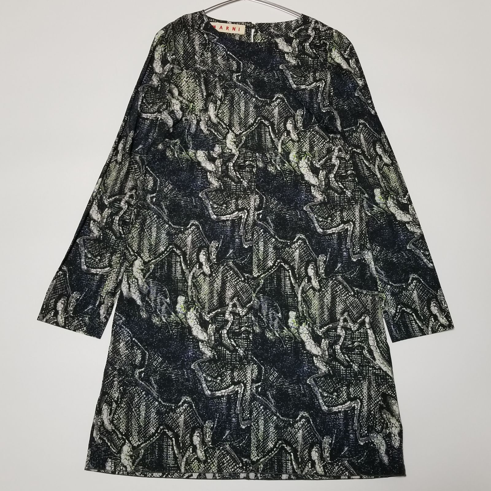 希少【美品】MARNI マルニ パイソン柄 総柄 ロングワンピース サイズ40 