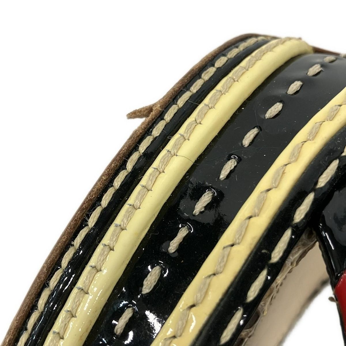 PRADA(プラダ) サンダル 37 レディース - ベージュ×黒×レッド レザー