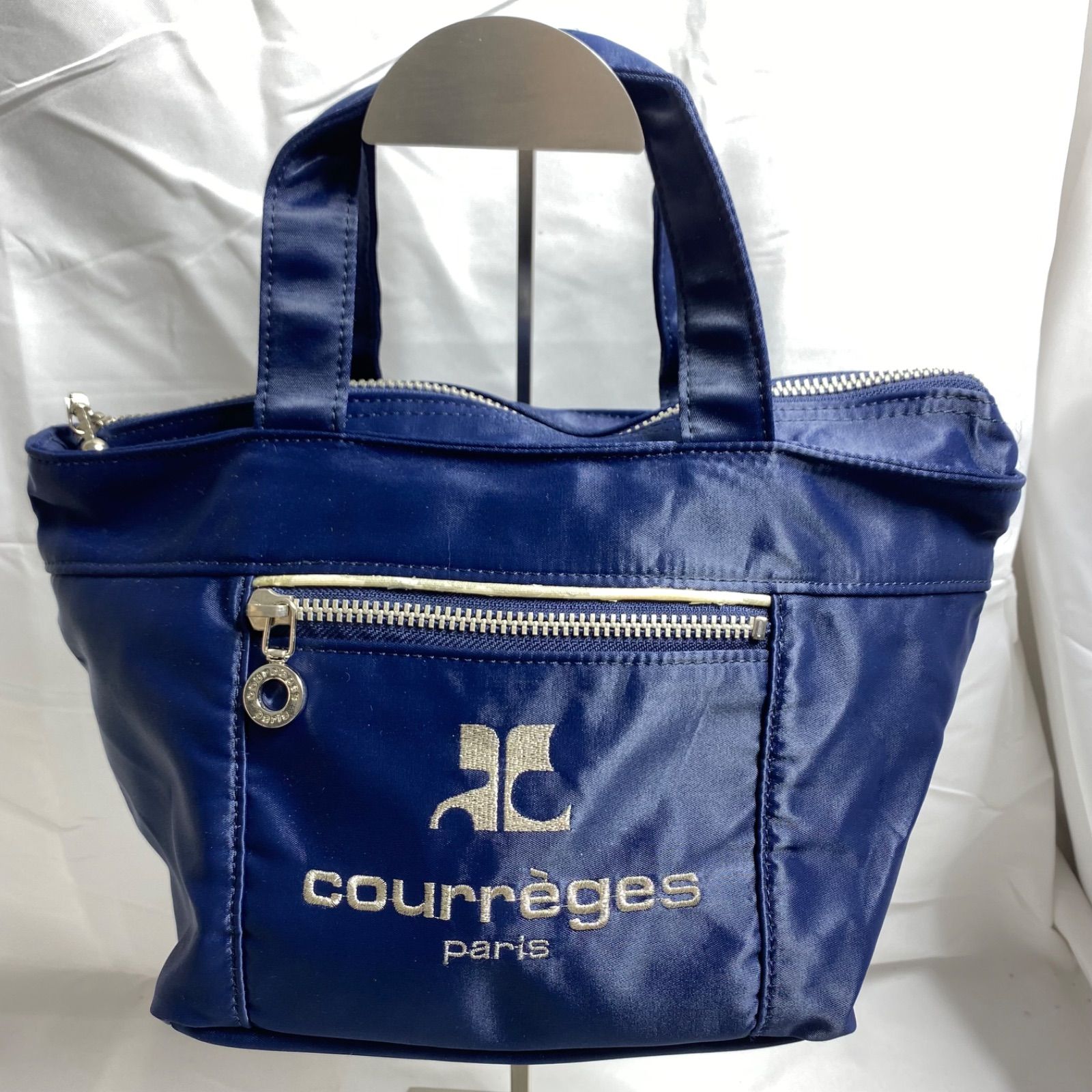 クレージュ courreges 手提げバッグ ネイビー ハンドバッグ 【少し傷み 