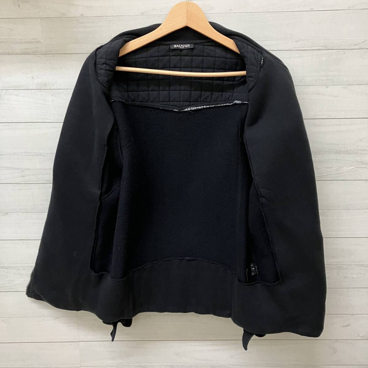 BALMAIN バルマン 14SS キルティングスウェットライダースジャケット