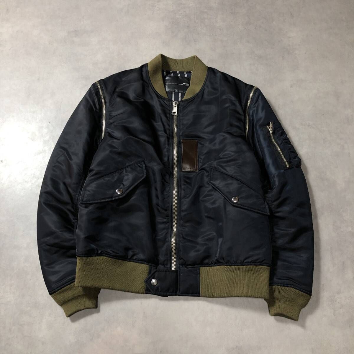 GQ4999◇GAVIAL : MA-1 removerable sleeve◇L◇黒/オリーブ ガヴィル 