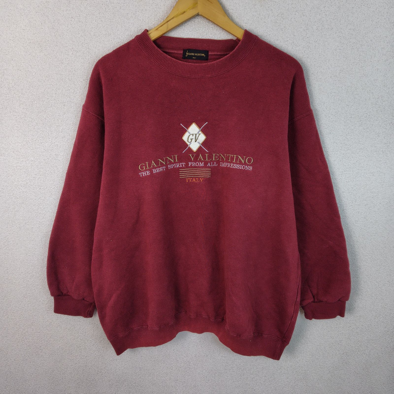 GIANNI VALENTINO ジャンニバレンチノ スウェット ロゴ刺繍 ボルドー 