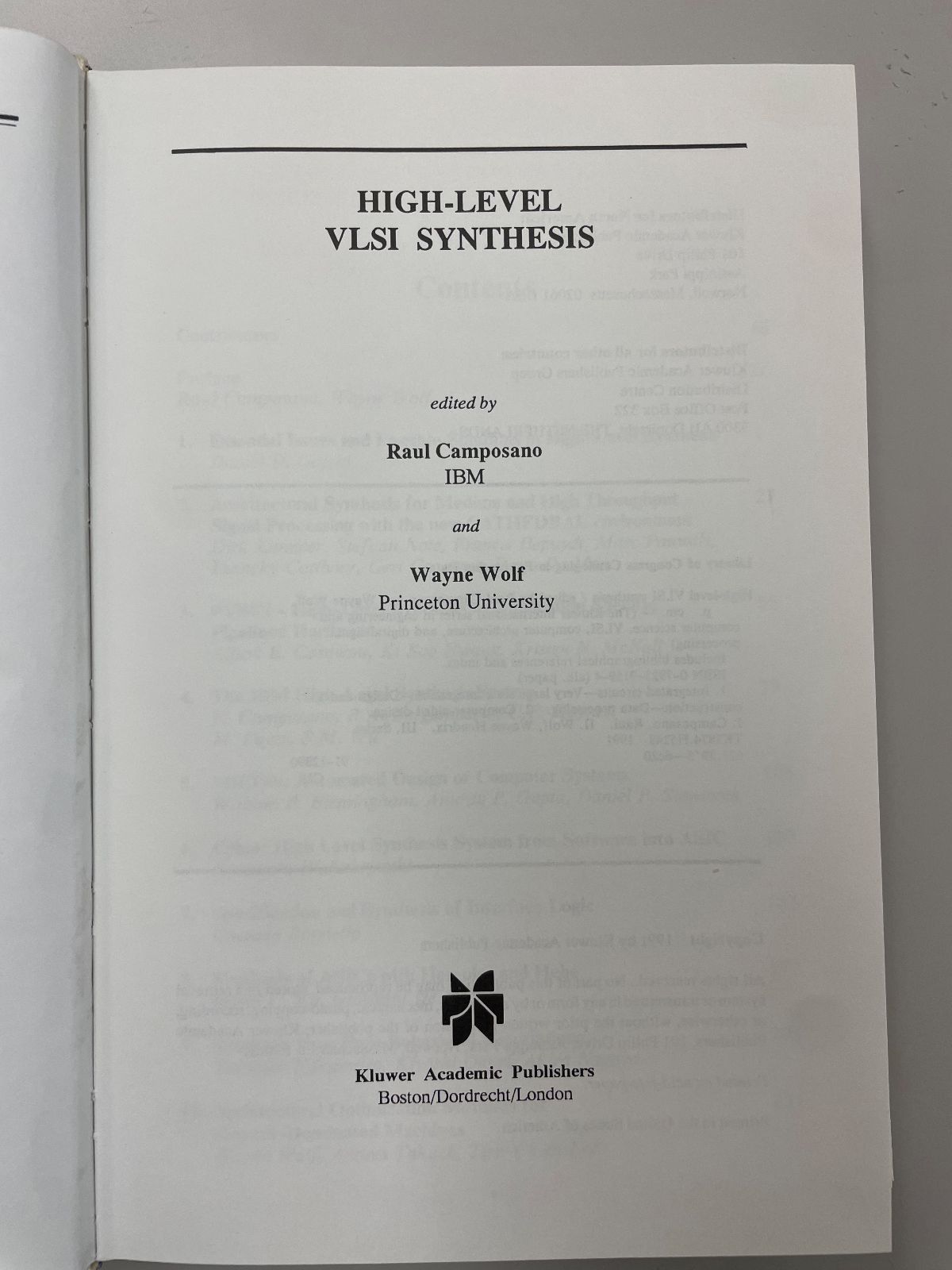 本 Raul Camposano Wayne Wolf『High-Level VLSI Synthesis』