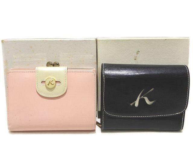 キタムラ二つ折り財布　ネイビー・ピンク キタムラK2 日本製 牛革二つ折り財布 Dー22 （コン/ピンク） -靴