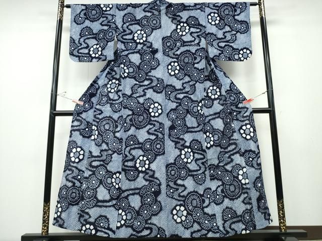 平和屋着物∴夏物　浴衣　有松鳴海絞り　流水舞菊尽くし　綿　逸品　CABD2620ng 平和屋着物∴夏物 浴衣 有松鳴海絞り 流水舞菊尽くし 綿 逸品