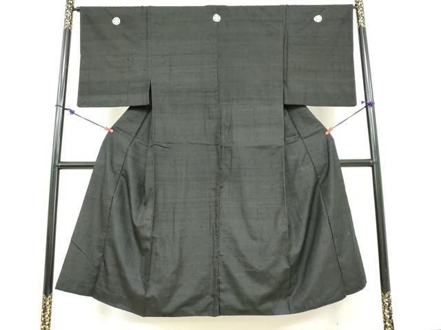 平和屋着物●男性 黒紋付 紬地 正絹 逸品 DABC2297ud