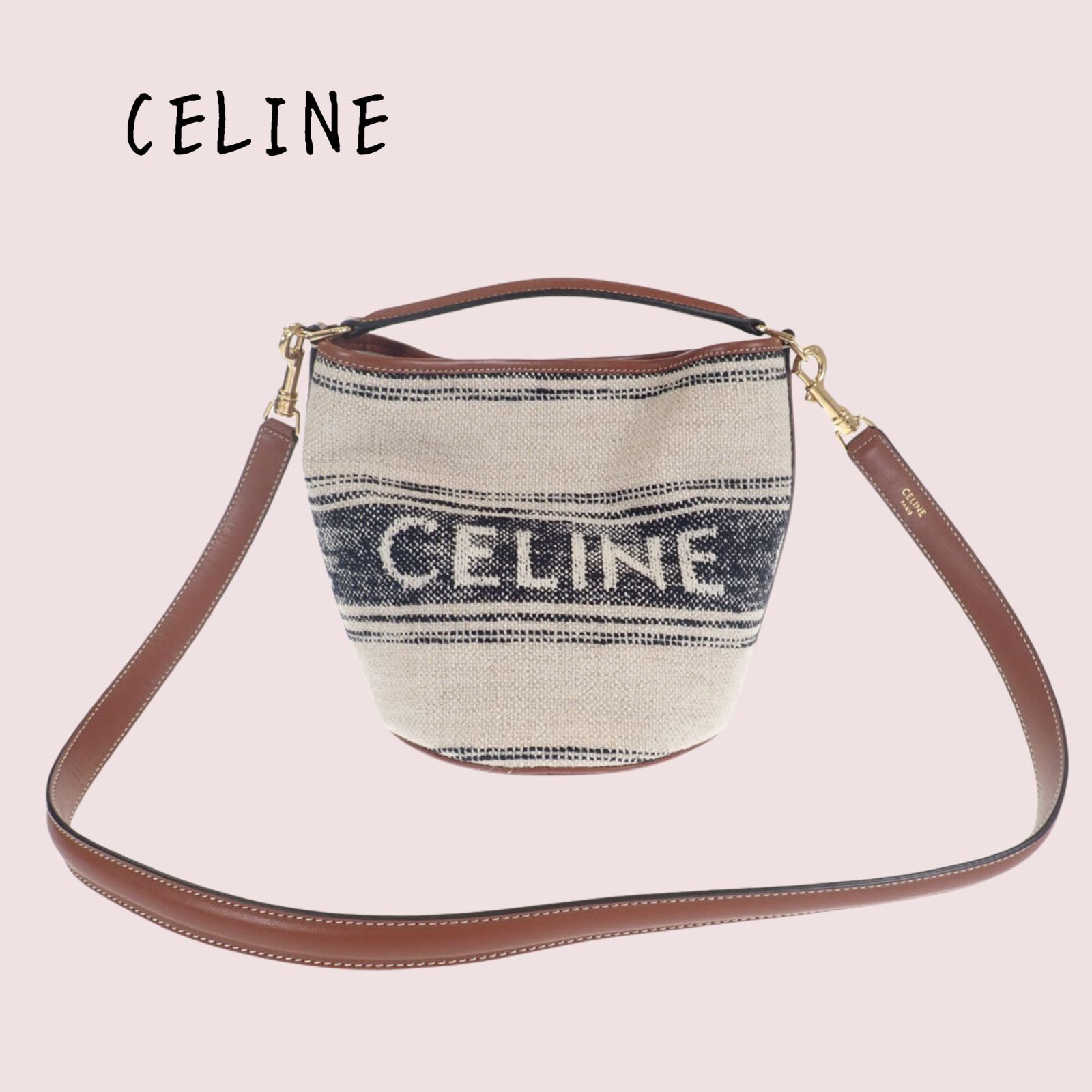 CELINE】セリーヌ CELINE ティーンバケット16 キャンバス レザー 
