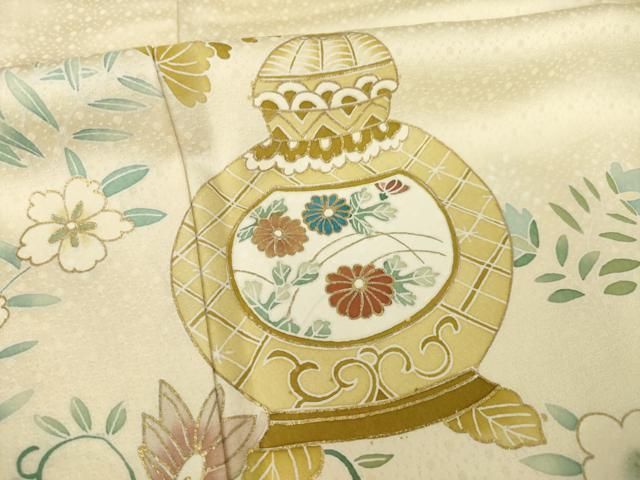 平和屋着物▽訪問着　単衣　陶器花文　金彩　正絹　逸品　AABG8411ck 平和屋着物▽訪問着 単衣 陶器花文 金彩 正絹 逸品 AABG8411ck - メルカリ
