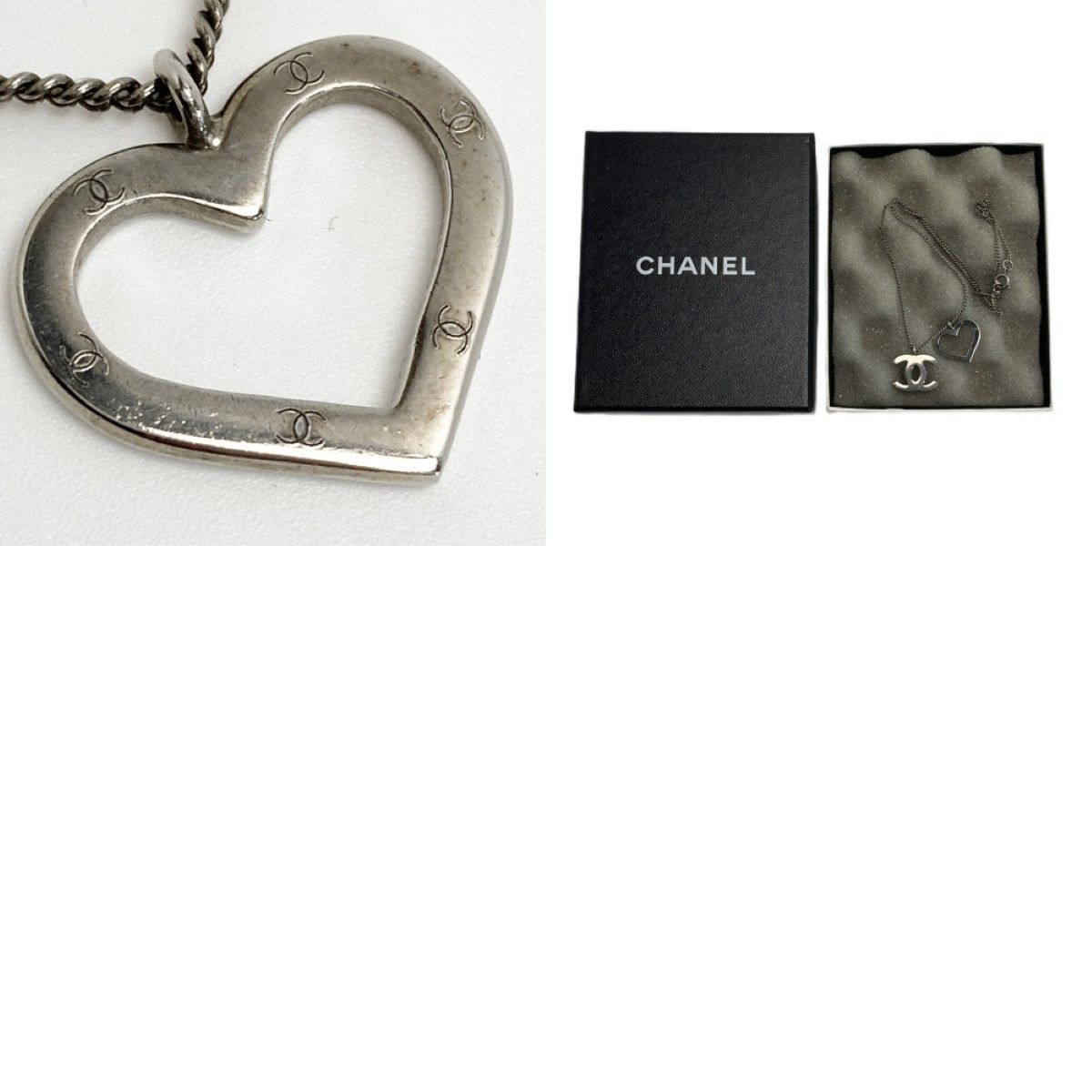CHANEL シャネル ココマーク ハート ネックレス 04P シルバー 箱有 