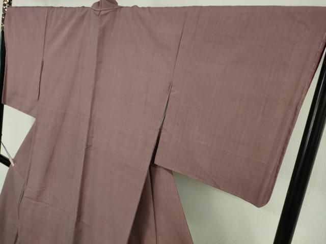 平和屋本店○極上 本場結城紬 重要無形文化財 色無地 濃梅鼠色 証紙