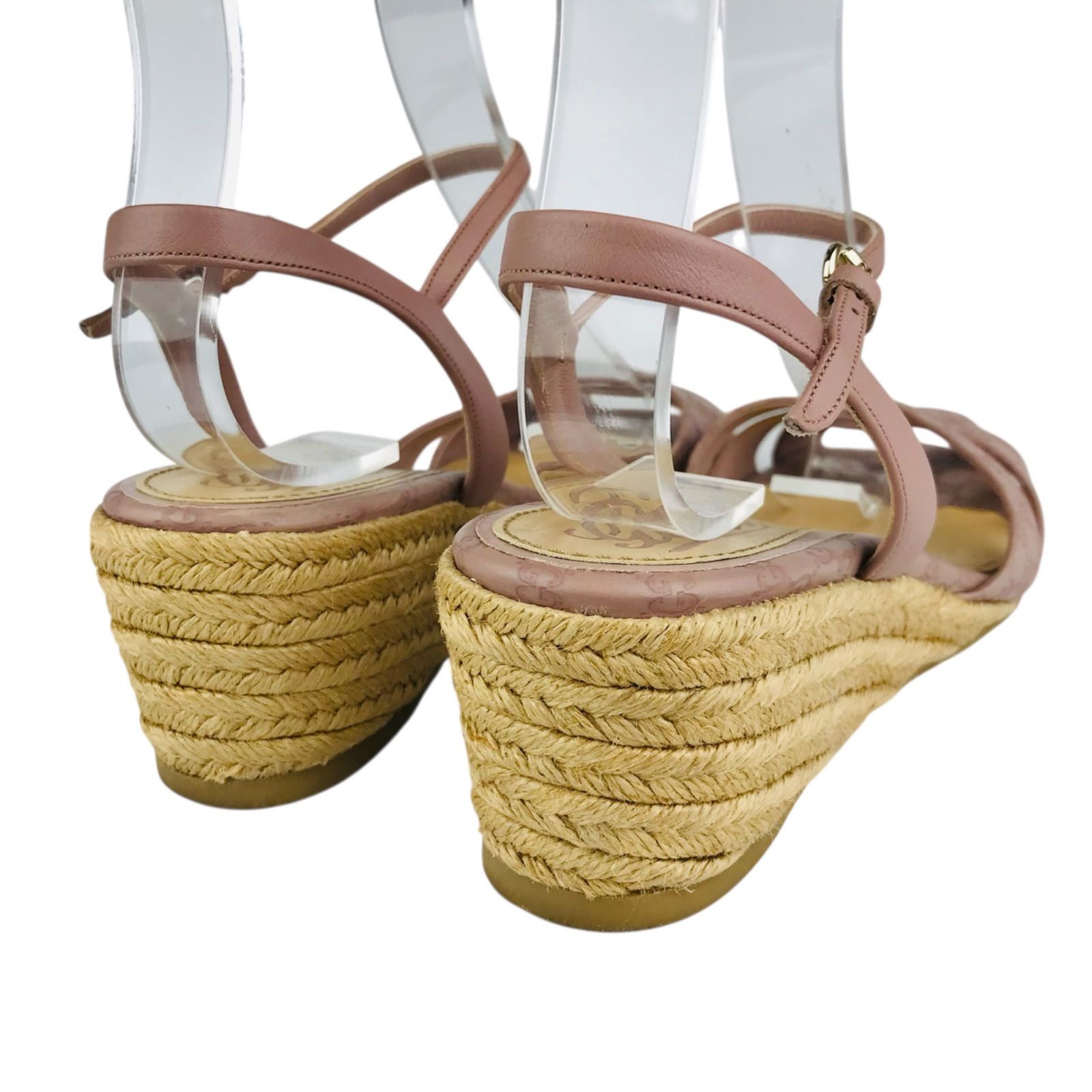美品☆GUCCI☆グッチ・レディース レザー:ジュートコンビ エンボス加工