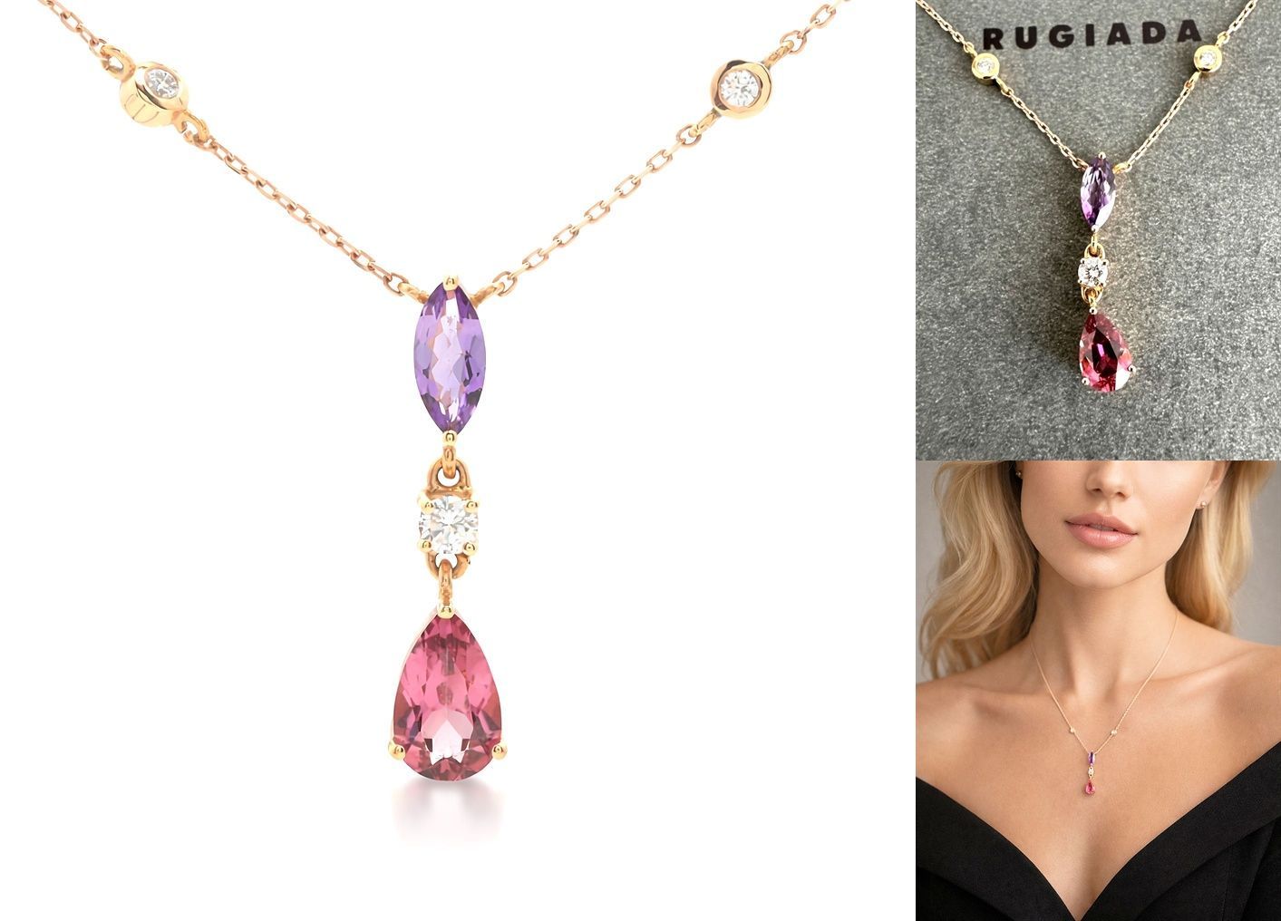 レア 極美品 RUGIADA ルジアダ 雫 ダイヤモンド アメジスト ルビー 