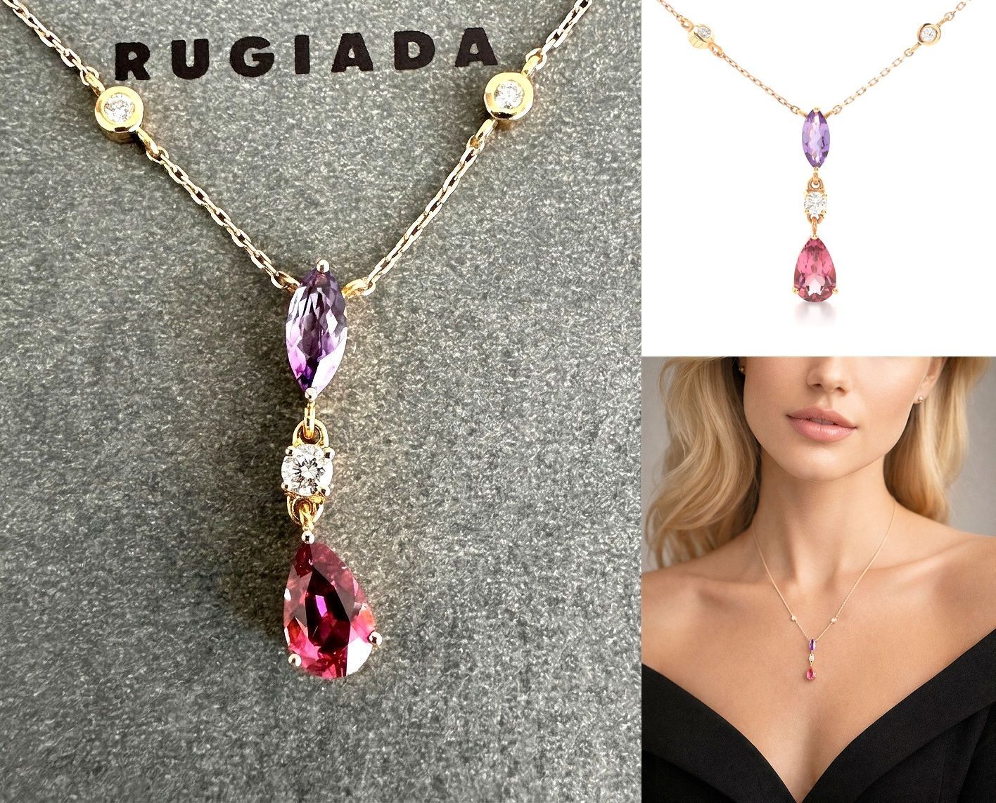 レア 極美品 RUGIADA ルジアダ 雫 ダイヤモンド アメジスト ルビー 