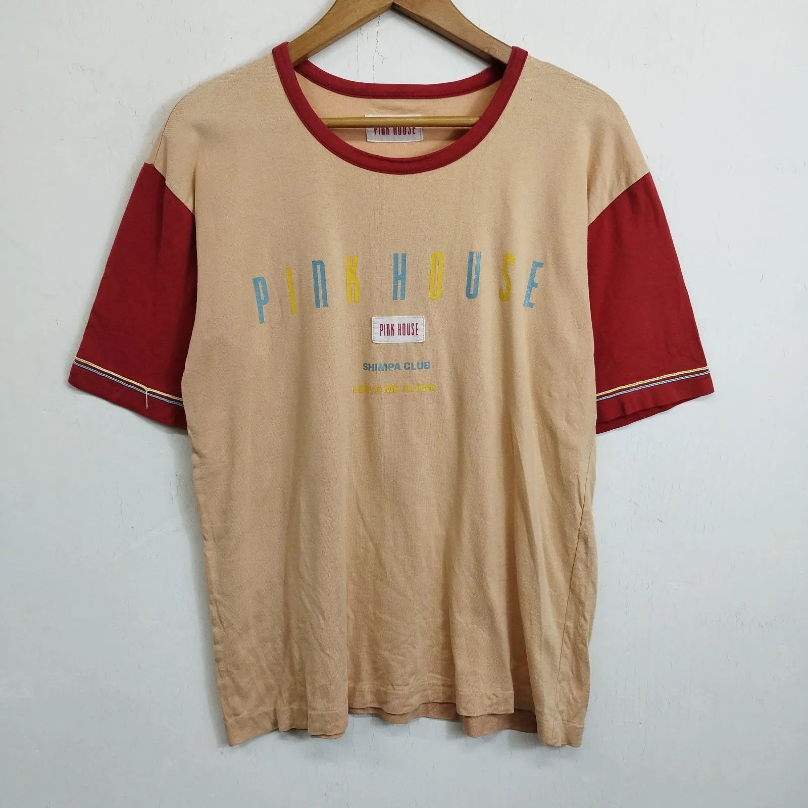 PINK HOUSE ピンクハウス Tシャツ 半袖 カットソー リンガー ロゴ 切替 